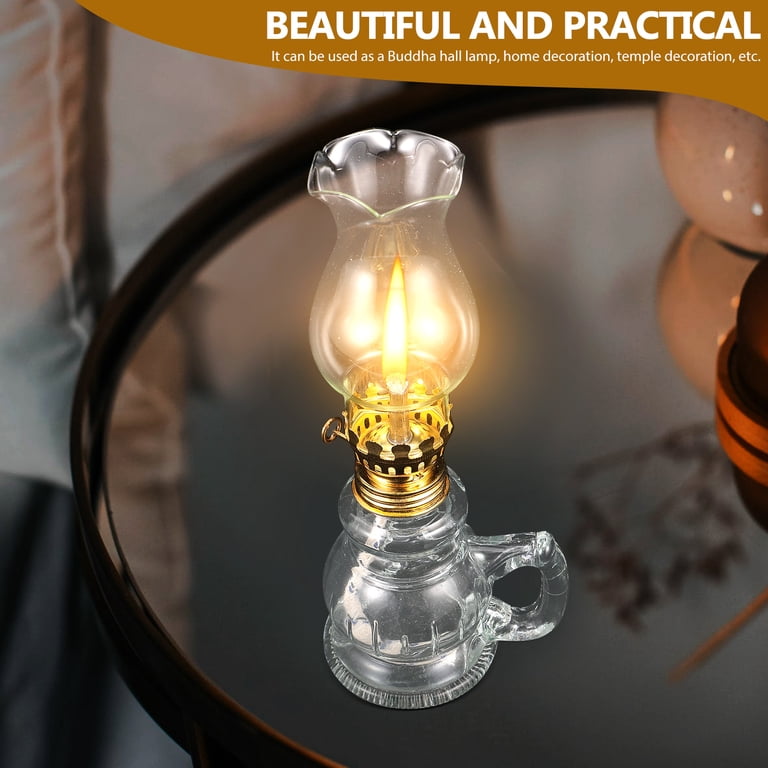 DNRVK 2-Pack Rustic Oil Lamp Lanterns - Vintage Glass Kerosene Lamps, 12.5\" Tall, For Home Decor & Emergency Lighting