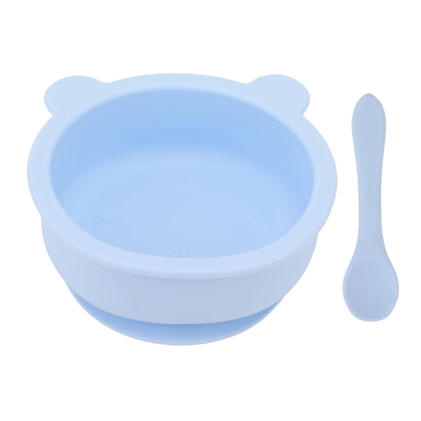 Juego de cuchara para tazón para niños pequeños, cuchara para tazón para bebé de silicona, tazón para niños pequeños, vajilla para bebé para el hogar, diseño aerodinámico