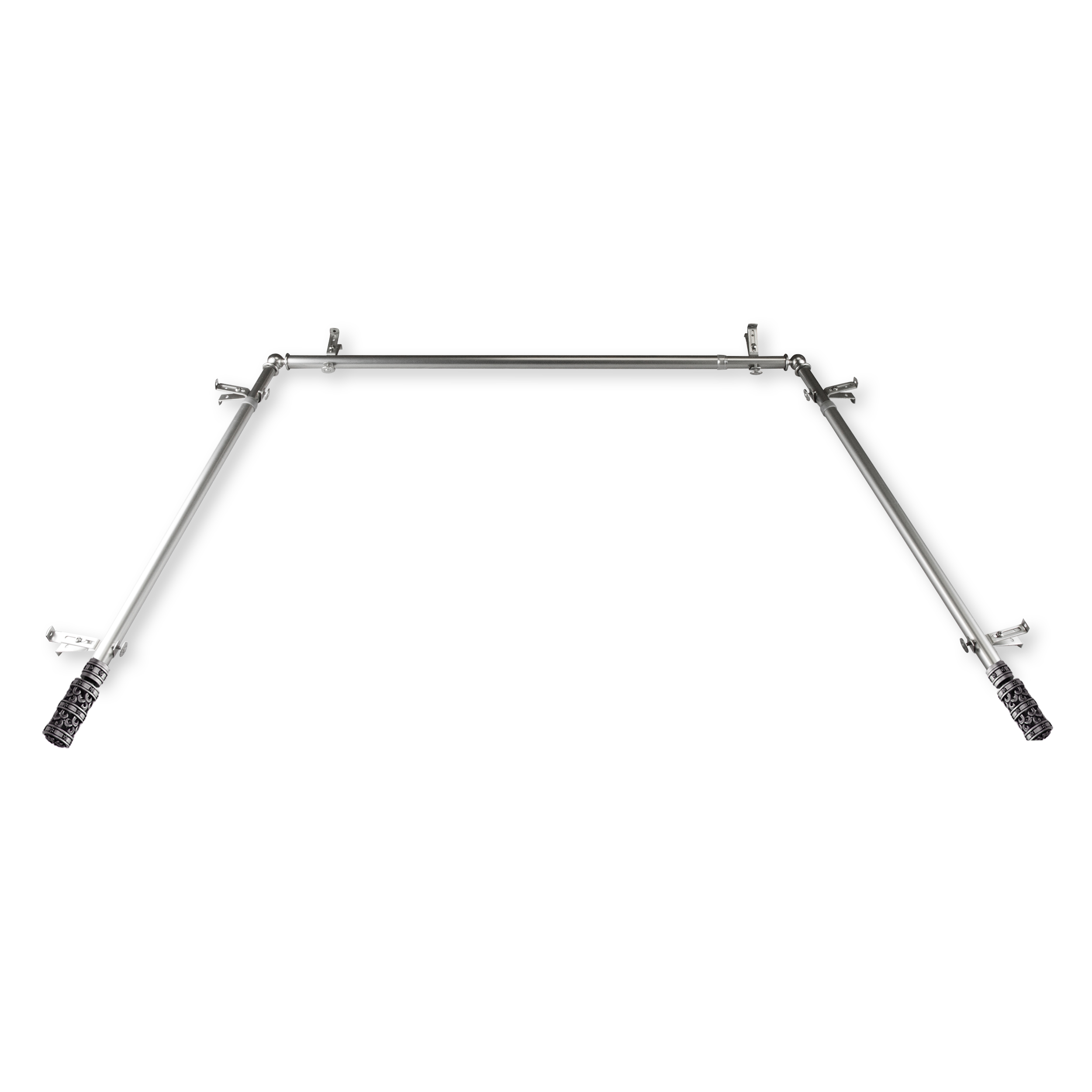Phillipe 13/16" Bay Window curtain rod 20"-36", 38"-72" - Satin Nickel
