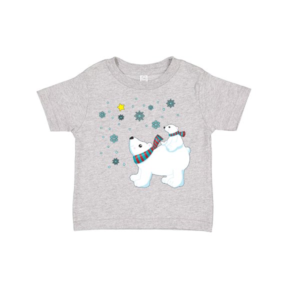 Inktastic Christmas Polar Bear and Cub with a star Boys or Girls Toddler T-Shirt