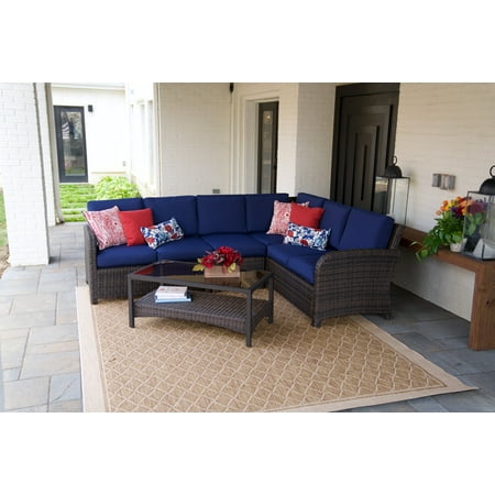 Jackson 5pc Outdoor Wicker Corner Sectional