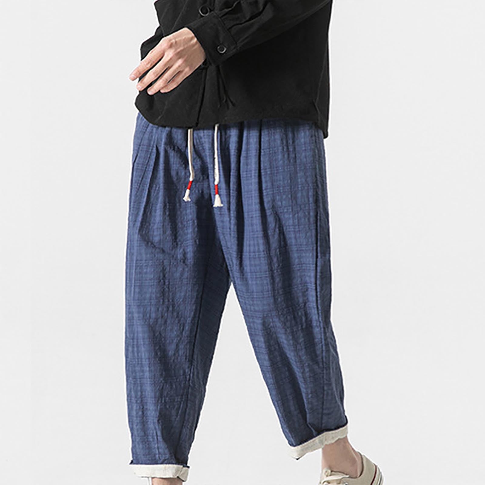 JHLZHS Cargo Pants Men Men's Slim Straight Seven Point Pants