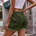 thumbnail image 4 of JWZUY Womens Jean Shorts Casual Elastic Waist Drawstring Denim Shorts Teen Girl Summer Shorts Junior High Rise Fringe Jean Jogger Shorts 1-Army Green S, 4 of 5