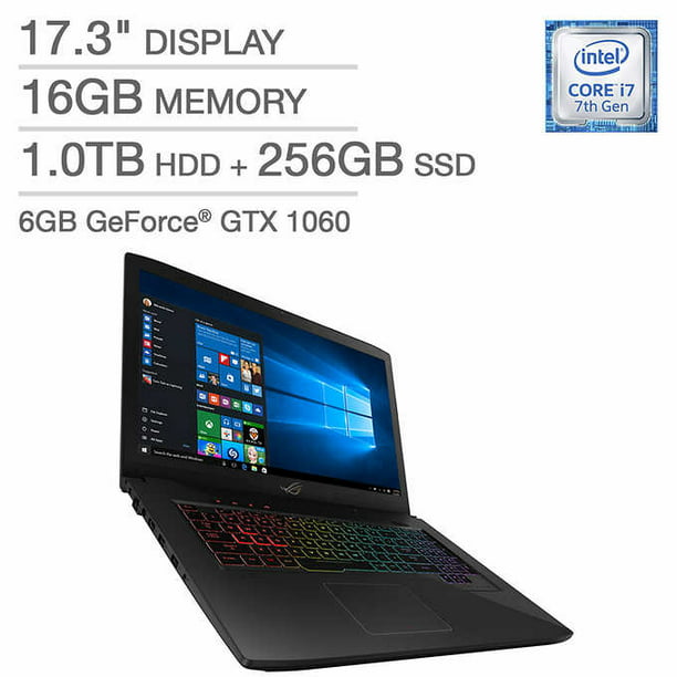 ASUS ROG Strix GL703VM Laptop: i7-7700HQ, 16GB GTX 1060, 17.3" Full HD Display, 256GB SSD + 1TB HDD -