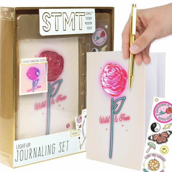 STMT D.I.Y. 3D Journaling Set, 40-Sheet Light-Up Journal With Gold Pen & Stickers, Trendy Stationery, School Supplies, Stationery Set, Journal Notebook, Journaling Kit, 8 Year Old Girl Birthday Gift