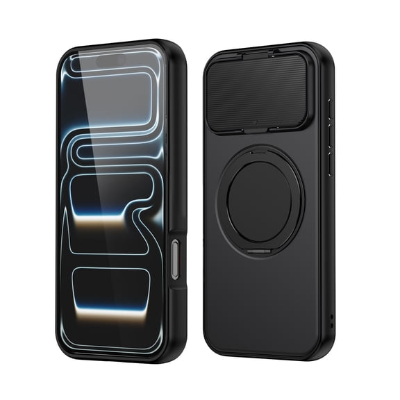 Allytechgroup for iPhone Air Case with Kickstand & Camera Lens Protector Cover, Magnetic Case Compatible with Magsafe Rugged Shockproof for Women Men,Black