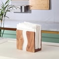 thumbnail image 5 of Acacia wood & Transparent Epoxy resin Napkin holder for table, Rustic farmhouse napkin organisation for kitchen, dining, counter tops, restaurant or outdoors | 6x5x2.5 inches|(Cloudy White), 5 of 5