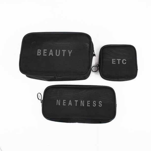 Bolsa de cosméticos Bolsa de viaje para guardar cosméticos Bolsa de almacenamiento portátil para lápiz labial Bolsa de lavado pequeña de malla simple