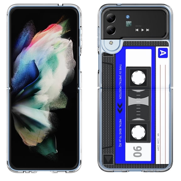 Shockproof Bumper Phone Case for Samsung Galaxy Z Flip 4 5G, by OneToughShield ® - Cassette Blue