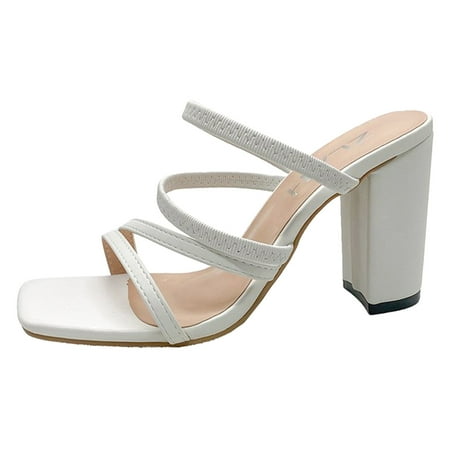 

Women S Sandals Fashion Simple Solid Summer Pattern Retro Square Toe Open Toe Comfortable Square Heel Thick Heel Versatile Casual Shoes