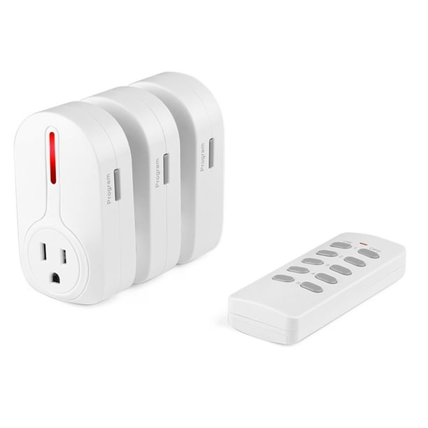 Wireless Outlet Switch with Learning Code Remote Control (3 Pack