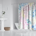 thumbnail image 2 of Blue Floral Shower Curtain, Pink Yellow Boho Flower Fabric Shower Curtain, Cute Funky Watercolor Wildflower Shower Curtain Set, Cottagecore Bohemian Bathroom Decor, 72x72, 2 of 6