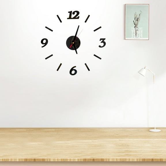 Masteelf Frameless DIY Wall Clock Numbers Adhesive Modern Art Wall Clock Silent 3D Acrylic Sticker Home Decorations for Living Room Bedroom - Black ( -009D)