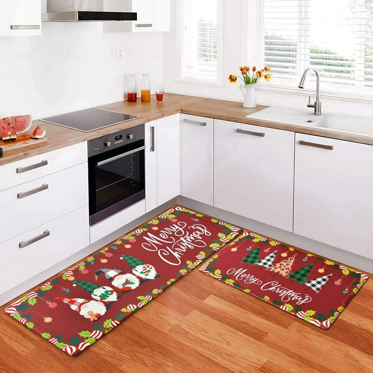 Presence 2pcs Christmas Elf Kitchen Mat, Christmas Anti Fatigue Mats for  Kitchen Floor, Waterproof Non Slip Kitchen Rugs with Soft Cushioned Thick  Memory Foam, Christmas Gifts 