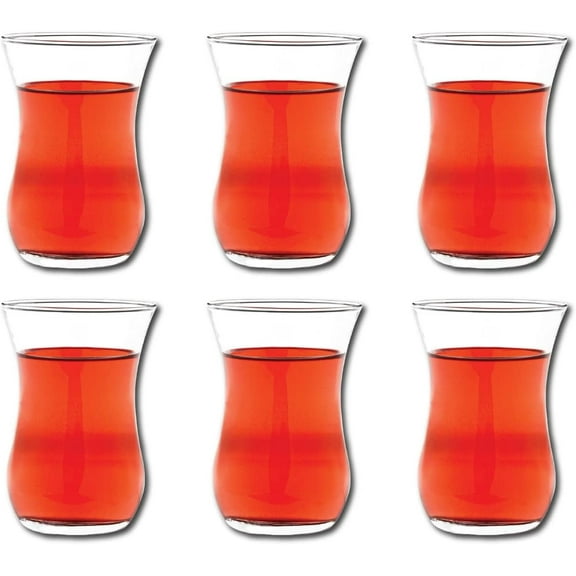 Vikko 4 Oz Turkish Tea Glasses Authentic Tulip-Shaped Turkish Tea Cups 6-Pc Kitchen Set