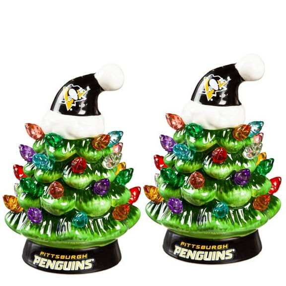 Pittsburgh Penguins 2-Pack 4" Ceramic LED Christmas Tree Set