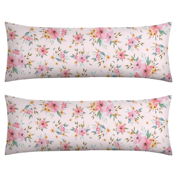 Abstract Floral Watercolor Illustration Body Pillow Cover 20x54 - Romantic Rose Peony Pattern Long Pillow Case with Zipper - Soft Breathable Maternity Pillowcase - Full Body Pillow Protector