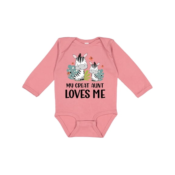 Inktastic Zebra My Great Aunt Loves Me Boys or Girls Long Sleeve Baby Bodysuit