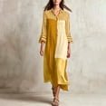 thumbnail image 2 of SAWOBUUN Womens Boho Striped Shirt Dress 3/4 Sleeve Color Block Button Maxi Dress Loose Fit Casual Beach Sundress, 2 of 5