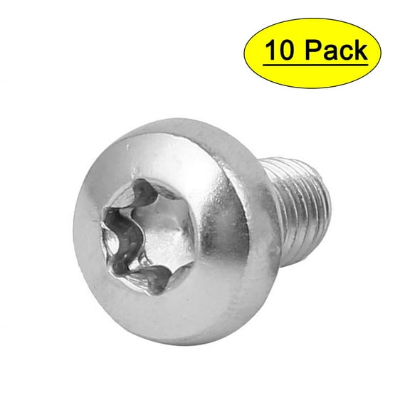 M6 x 10mm 316 Stainless Steel Round Torx Head Machine Screw  Silver Tone 10pcs