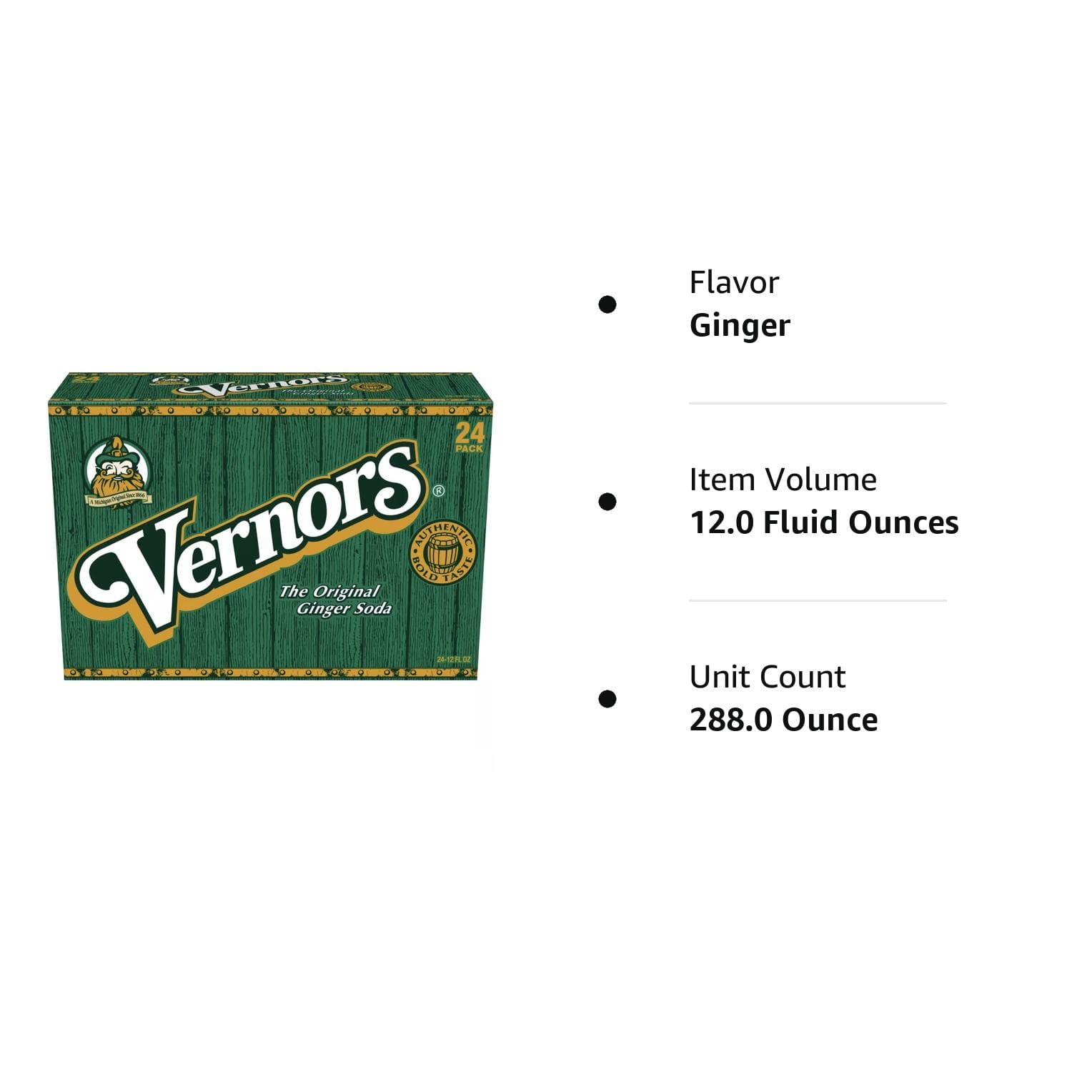 Vernors Ginger Ale, 12 oz (24 Cans)