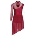 thumbnail image 3 of SiiRoh Kids Girls Sparkly Lyrical Dance Dress High Low Skirted Leotard Modern Contemporary Dancewear Burgundy 8, 3 of 6