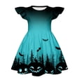 thumbnail image 4 of Grblisyd Halloween Dresses for Girls 10-12 Flutter Sleeve Cute Pumpkin Ghost Print A Line Dress Summer Crew Neck Party Dress, 4 of 4