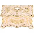 thumbnail image 1 of XYCCA Jewelry Box, Vintage Rectangular Jewelry Storage Box, Retro Metal Antique Enamel Gold Trim Rhinestone Trinket Storage Box Case White-0628, 1 of 5