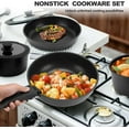 thumbnail image 5 of 17 Piece Non Stick Ceramic Cookware Set with Detachable Handle, Stackable Pots and Pans, Induction and Oven Safe, Cream White (Black), 5 of 17