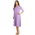 thumbnail image 2 of Women's Relaxed Fit 3/4 Sleeve Round Neck Jersey Knit A-Line Solid Maxi Dress, 2 of 4