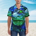 thumbnail image 2 of Fotbe Colorful Stained Glass Crocodile Camisa Hawaiana para Hombre Unisex – Camisa Casual de Verano con Botones de Manga Corta de Algodón y Lino,Medium, 2 of 7