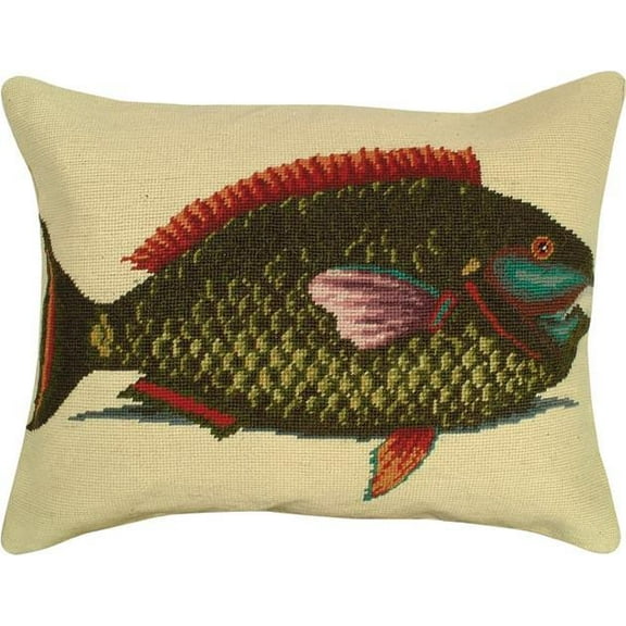 Williamsburg Parrot Fish Throw Pillow by Mark Catesby