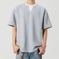 thumbnail image 4 of Fanxing Mens T Shirts Trendy Color Block Crewneck Short Sleeve Summer Tees Gray M, 4 of 6