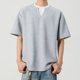 thumbnail image 5 of Camisa Elvqul de Hombre Economicas Stretch Algodón Liso Manga Corta Gris Cuello Redondo, 5 of 6