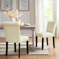 thumbnail image 4 of Subrtex Set of 2 Modern Upholstered Dining Chairs with Nailhead Trim and Wooden Legs, White, 4 of 7