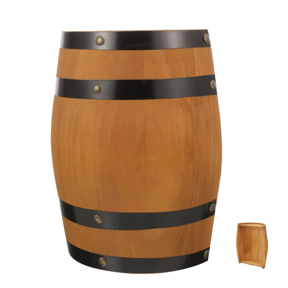 Topbathy Wall Mounted Half Barrel Vintage Barrel Decor Light Brown Wood Storage 1Pack