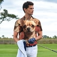 thumbnail image 3 of Yiaed Vintage Red Flower ChihuahuaPrint Men's Short Sleeve Polo Shirt,Golf Polo for Men Three-Button Golf Shirt Athletic Casual Collared T-Shirt- XX-Large, 3 of 7