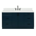 thumbnail image 2 of Ariel Kelly 66 Inch Single Oval Sink Bathroom Vanity With Carrara White Quartz Countertop 1.5 Inch Edge In Midnight Blue, 2 of 12