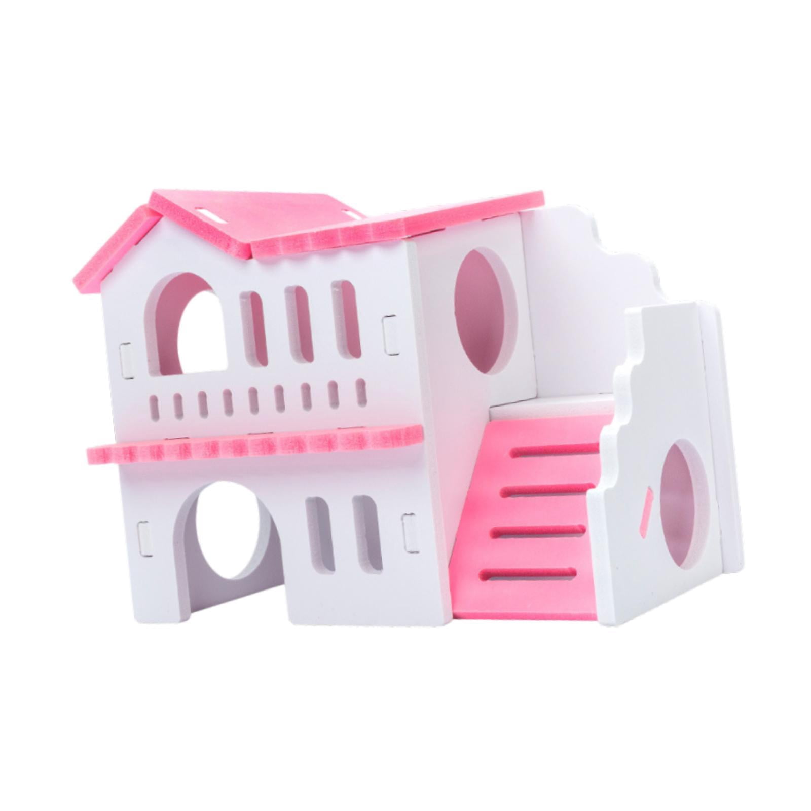 Bothyi Small Animal Hideout Exercise Toys Two Layers Hut for Gerbil Assemble Easily red white