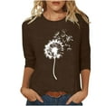 thumbnail image 2 of Women's Cute Print T-Shirt 3/4 Sleeve Round Neck Blouse Lightweight Soft Polyester Casual Loose Top for Daily Home Wear, 2 of 9