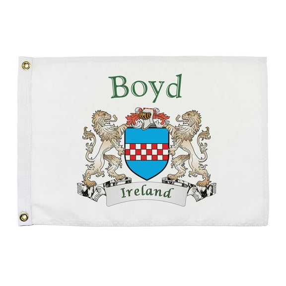 Boyd Irish Coat of Arms Small White Flag - 16"x10.5" inches