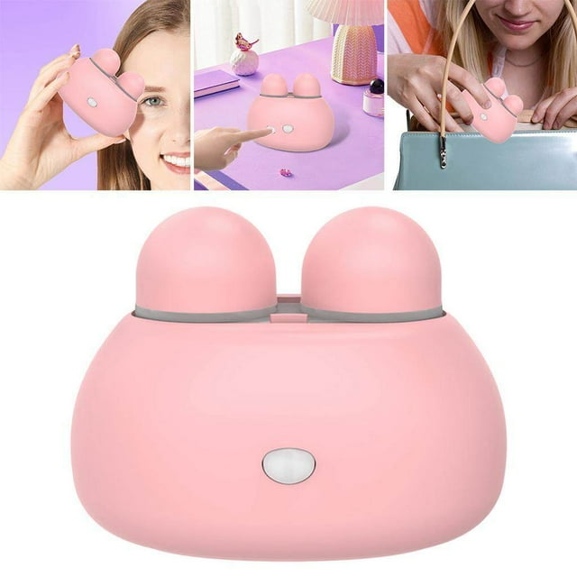 Nettoyeur de Lentilles Ultrasonique Mignon Conteneur Rigide Doux Lave-Lentilles Pile AAA Rose