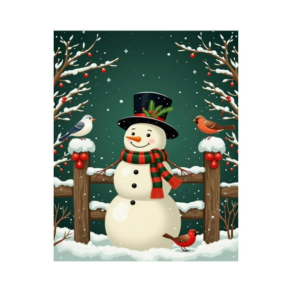Paint by Numbers Kit for Adults, Snowman Winter Birds Scene Paint by Numbers, Easy Paint by Numbers Kit for Adults Beginner, DIY Adult Paint by Number Kits on Canvas, 12x16in Home Decor