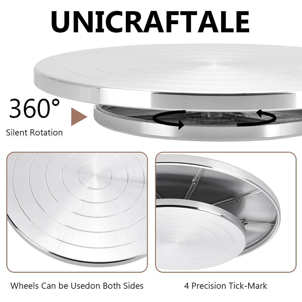 Aluminum Double Sided Turntable for Ceramic Clay Sculpture Wheel Rotating Tools Platinum 295x40mm