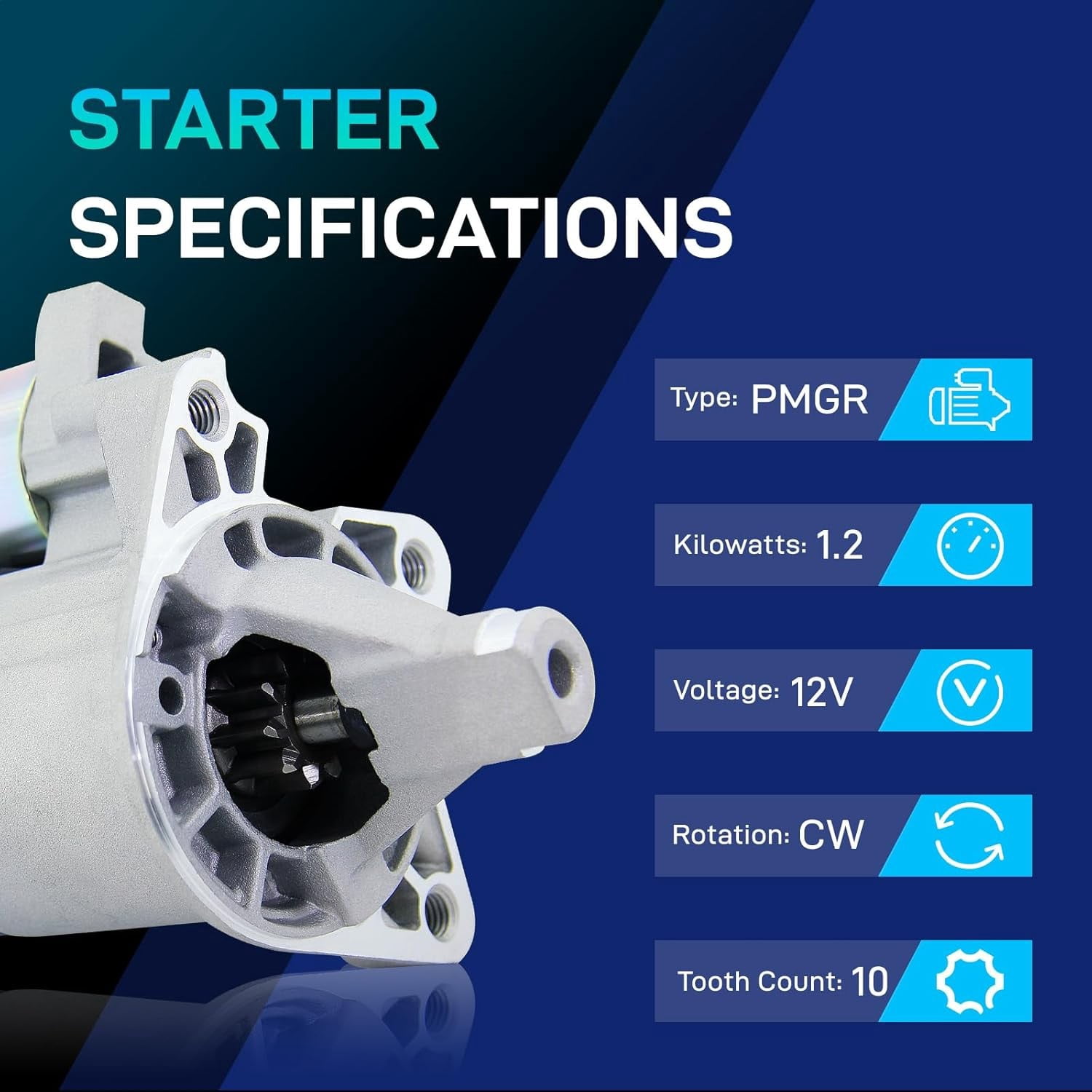 Starter for 2005-2010 Chrysler 300 V6 2.7L 3.5L, Dodge Charger 06-10 Magnum 05-08 Challenger 09-10, Replace 04608800AA M000T21171 SMT0298 19025N