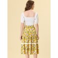 thumbnail image 3 of INSPIRE CHIC Falda Midi De Verano Con Cintura Elástica Y Cordón Con Inserción De Encaje Floral Bohemio Para Mujer Amarillo M, 3 of 4