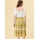 thumbnail image 3 of INSPIRE CHIC Falda Midi De Verano Con Cintura Elástica Y Cordón Con Inserción De Encaje Floral Bohemio Para Mujer Amarillo M, 3 of 4