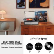 Udreamer Vinyl Record Player with Bluetooth, All In One 3-Speed Vintage Audio Turntables,Black