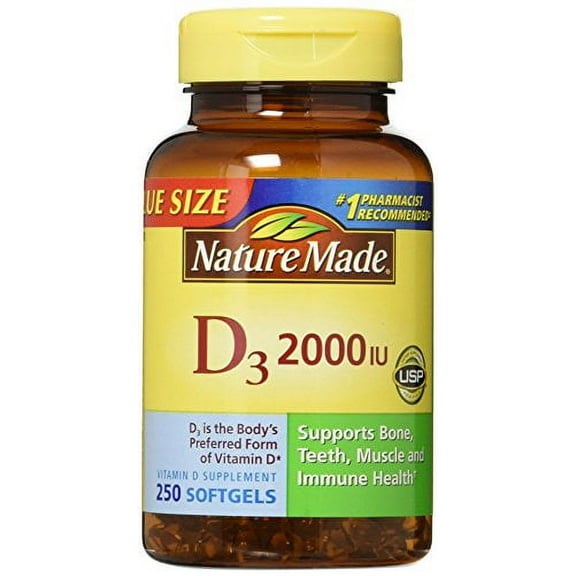Nature Made, Vitamin D3 2,000 I.U. Liquid Softgels, 250-Count (Pack of 2)