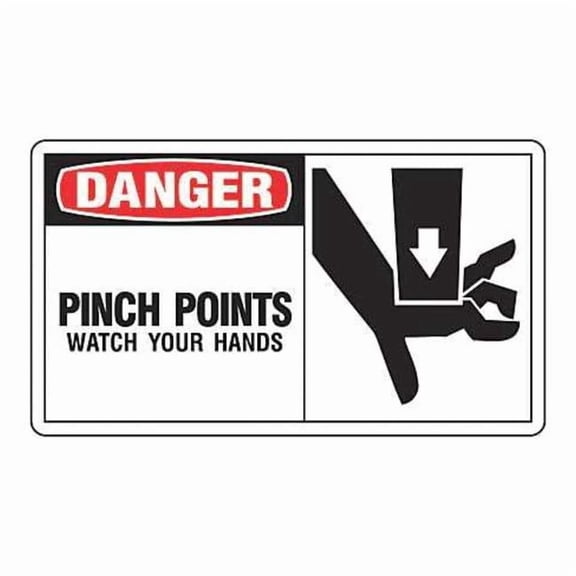 Safety Label, 3 1/2 in Height, 5 in Width, Vinyl, Horizontal Rectangle, English